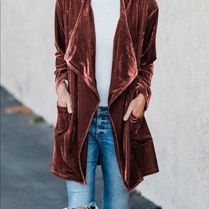 👑5🌟🆕Courtney Copper Velvet Cardigan w Pocket…